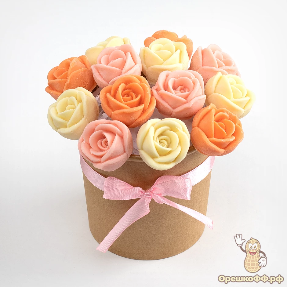 Сладкий подарок Букет из шоколадных роз (розовый)